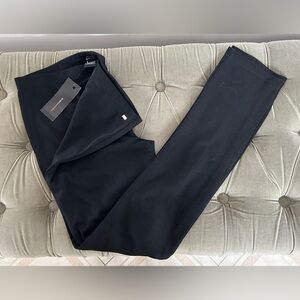 BCBG Max Azria Black Stretch Leggings L Rayon/Nylon/Spandex Silver Logo NWT